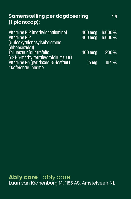 B energized - vegan, met B6, B12 en foliumzuur